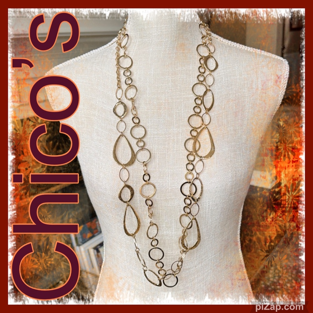 CHICO’S -2- GOLD TONE LONG LAYERING CHAINS